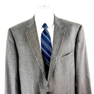Joseph Abboud Tellegno 1900 Super 120s Wool‎ 2 Button Blazer 44R Gray Sharkskin